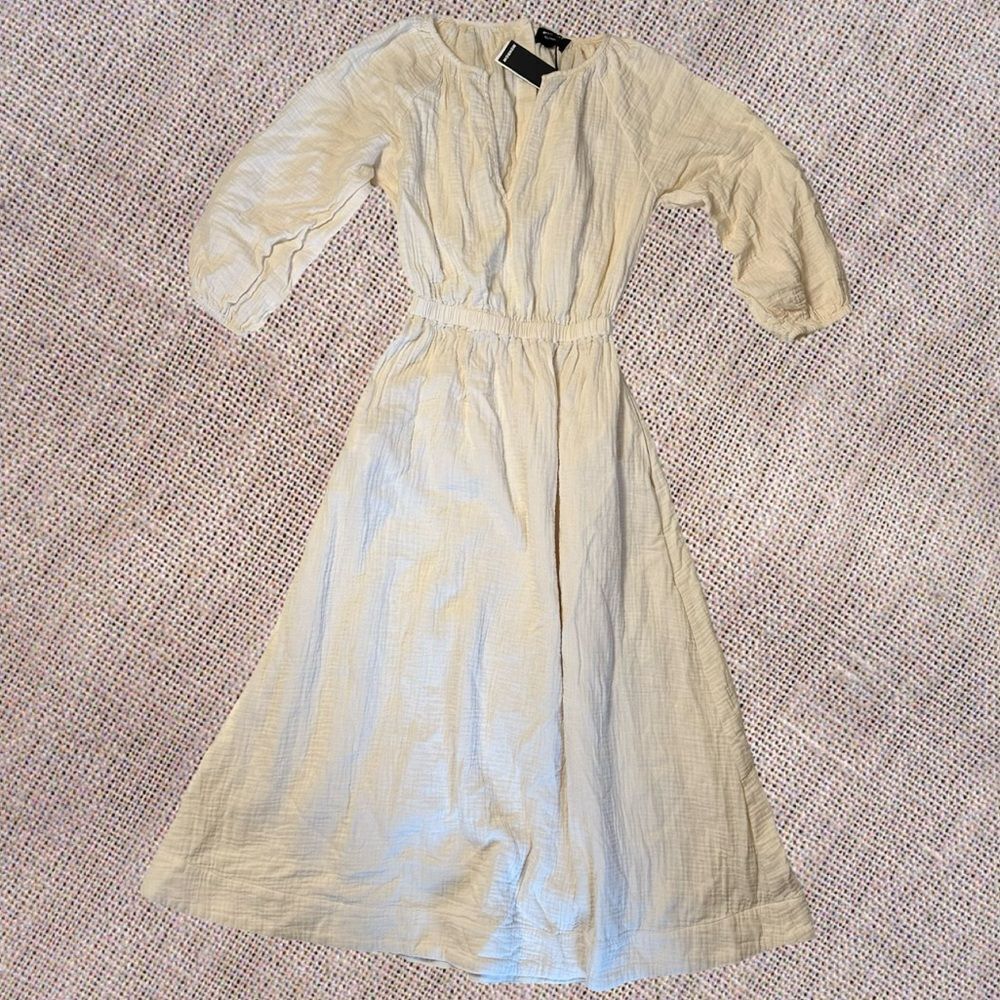 NWT Monrow Long-Sleeve Gauze Open-Back Midi Dress - Picture 4 of 10